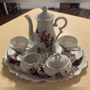 Vintage Moss Rose China Tea Set by Fred Roberts Company